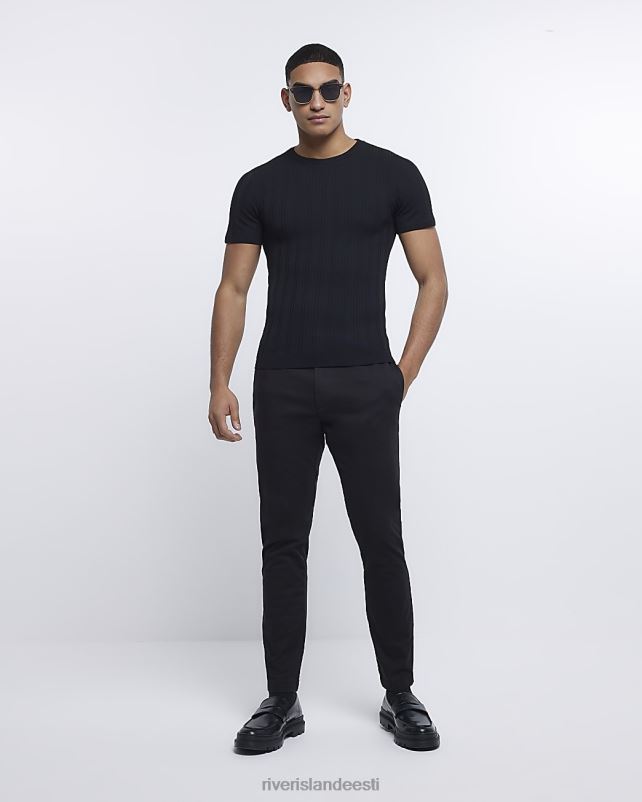 kehakate must mehed River Island lihaseline kootud t-särk 44TLL2841