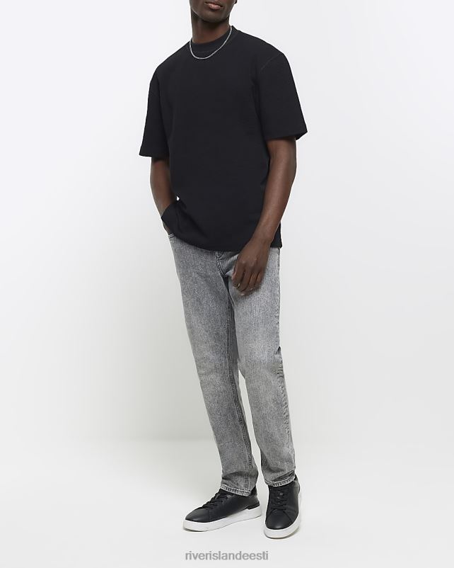 kehakate must mehed River Island tavalise sobivusega vahvlitekstuuriga T-särk 44TLL2385