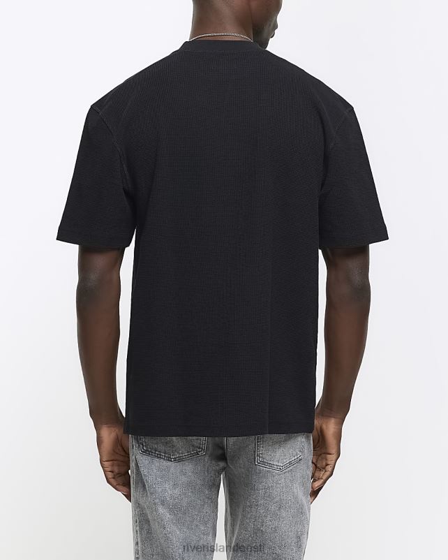 kehakate must mehed River Island tavalise sobivusega vahvlitekstuuriga T-särk 44TLL2385