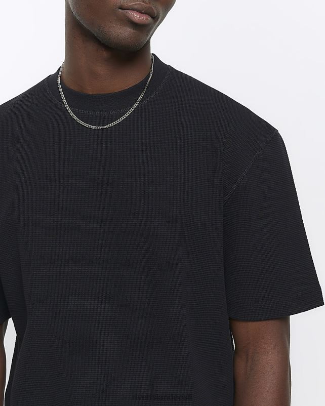 kehakate must mehed River Island tavalise sobivusega vahvlitekstuuriga T-särk 44TLL2385