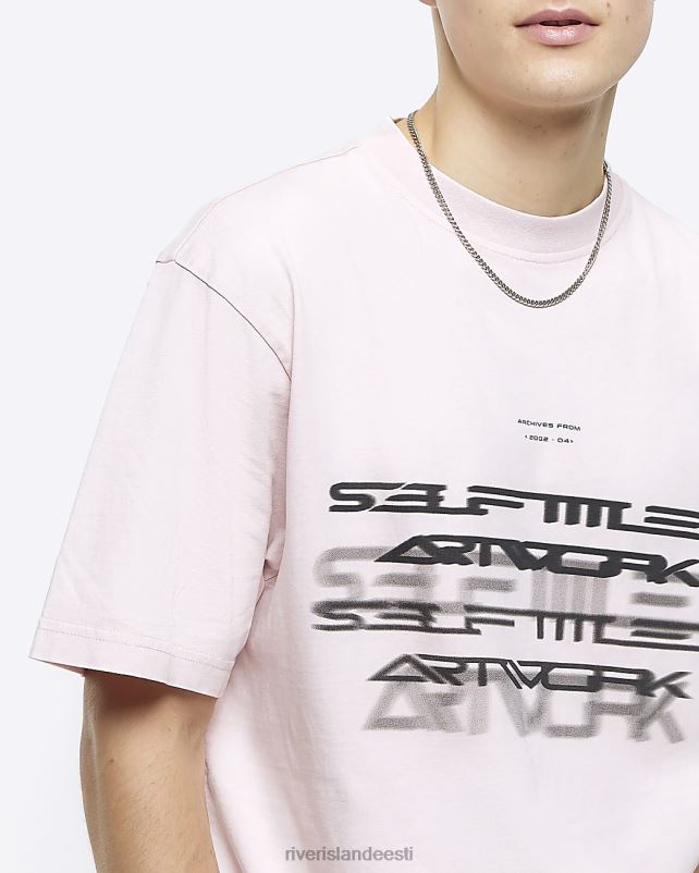 kehakate roosa mehed River Island Tavalise istuvusega blur graafiline T-särk 44TLL5462