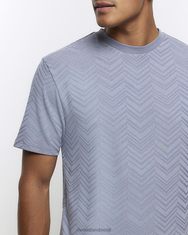 kehakate sinine mehed River Island slim fit chevron tekstuuriga T-särk 44TLL2692
