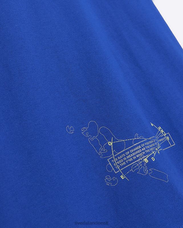 kehakate sinine mehed River Island tavalise istumisega mitme graafilise prindiga T-särk 44TLL5791