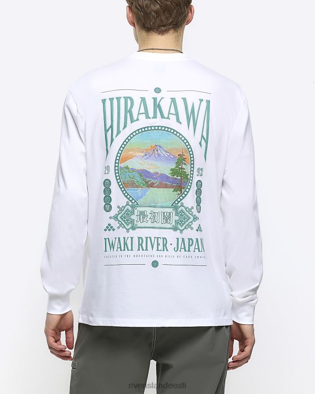 kehakate valge mehed River Island Tavalise istmega graafiline pikkade varrukatega T-särk 44TLL5390