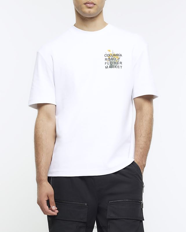 kehakate valge mehed River Island Tavalise istmega graafilise prindiga T-särk 44TLL5662