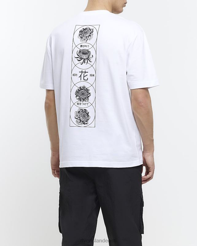 kehakate valge mehed River Island Tavalise istmega jaapani lilleline T-särk 44TLL5484