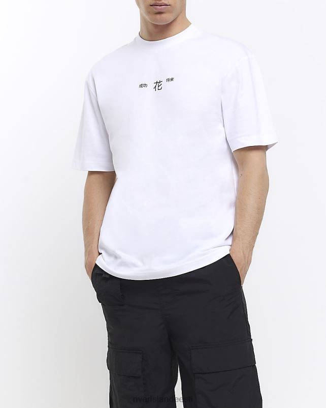 kehakate valge mehed River Island Tavalise istmega jaapani lilleline T-särk 44TLL5484