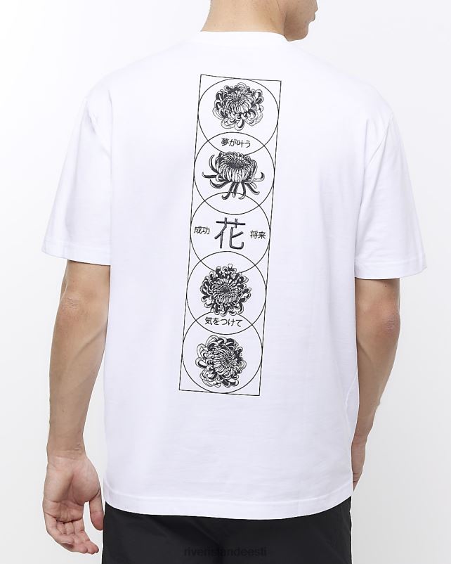 kehakate valge mehed River Island Tavalise istmega jaapani lilleline T-särk 44TLL5484