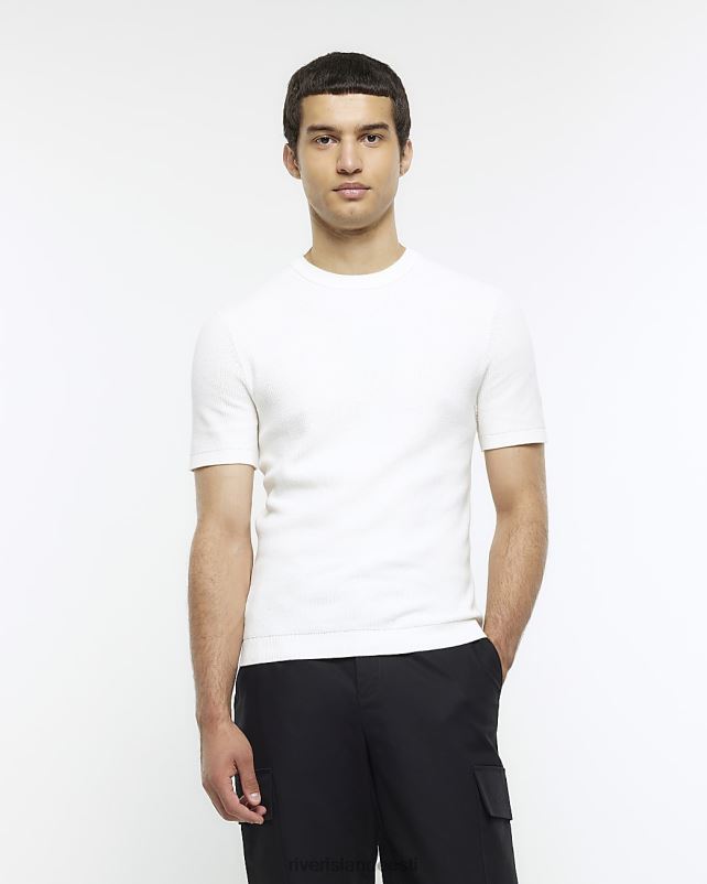 kehakate valge mehed River Island lihase sobivusega kootud soonik T-särk 44TLL5664