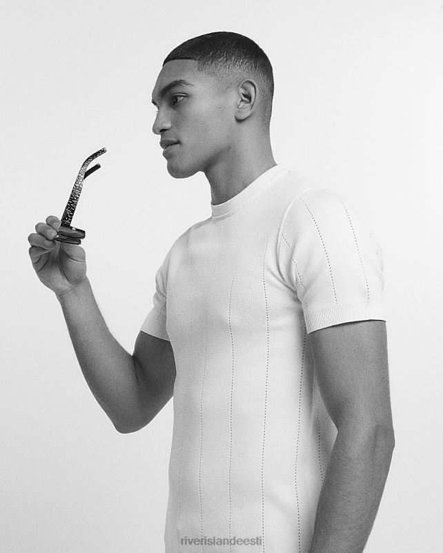 kehakate valge mehed River Island lihaseline kootud t-särk 44TLL2845