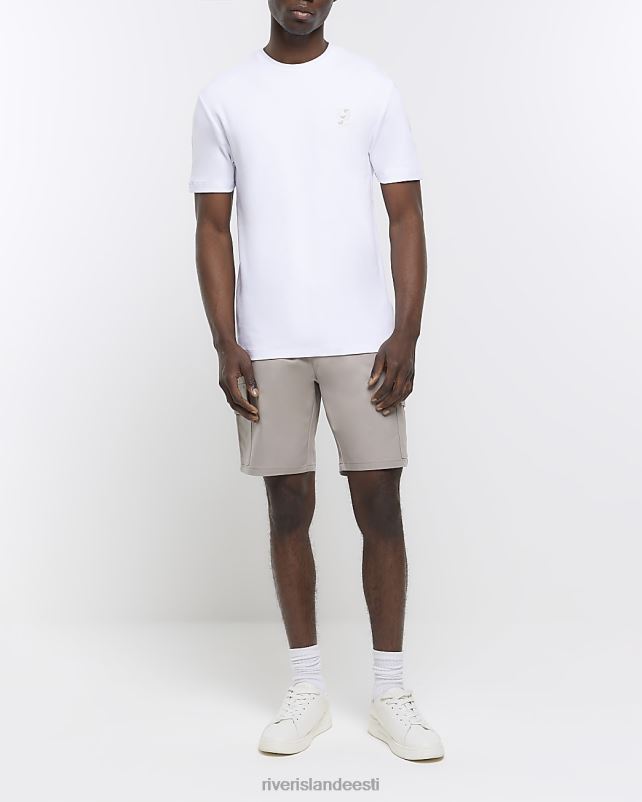 kehakate valge mehed River Island slim fit rinnale tikandiga T-särk 44TLL3047