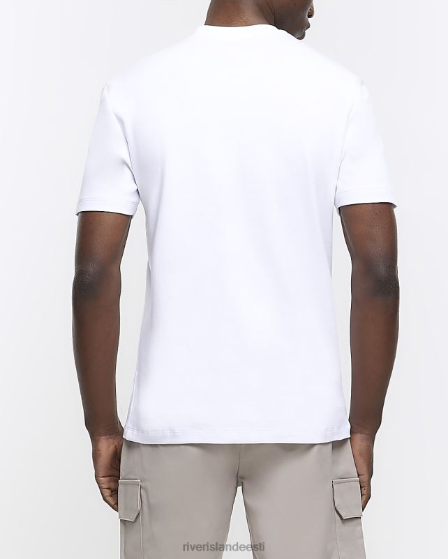 kehakate valge mehed River Island slim fit rinnale tikandiga T-särk 44TLL3047