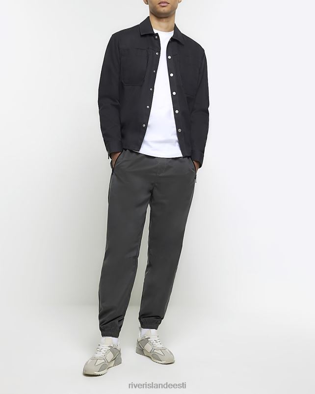 kehakate valge mehed River Island slim fit teibitud varrukatega T-särk 44TLL2538