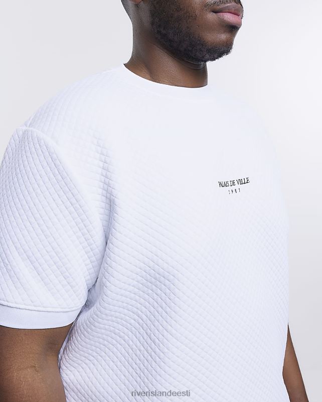 kehakate valge mehed River Island suur ja pikk slim fit tepitud t-särk 44TLL5973