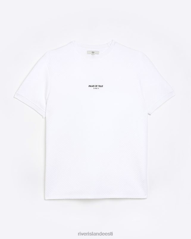 kehakate valge mehed River Island suur ja pikk slim fit tepitud t-särk 44TLL5973