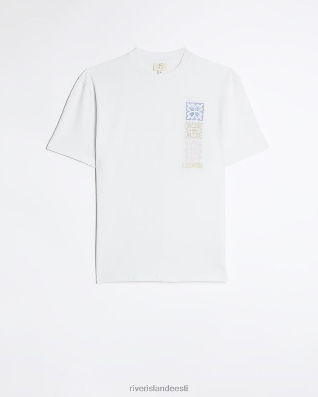 kehakate valge mehed River Island tavalise ristpistega t-särk 44TLL5710