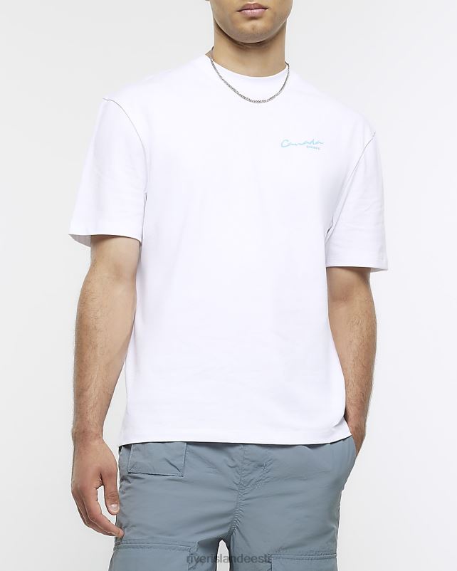 kehakate valge mehed River Island tavalise seljaga graafilise prindiga T-särk 44TLL5668