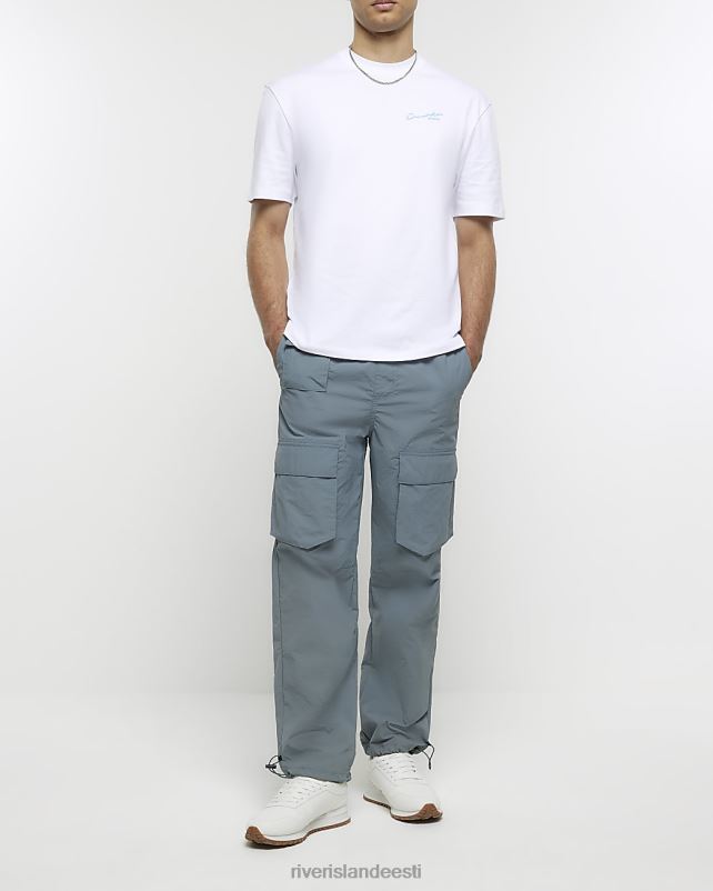 kehakate valge mehed River Island tavalise seljaga graafilise prindiga T-särk 44TLL5668