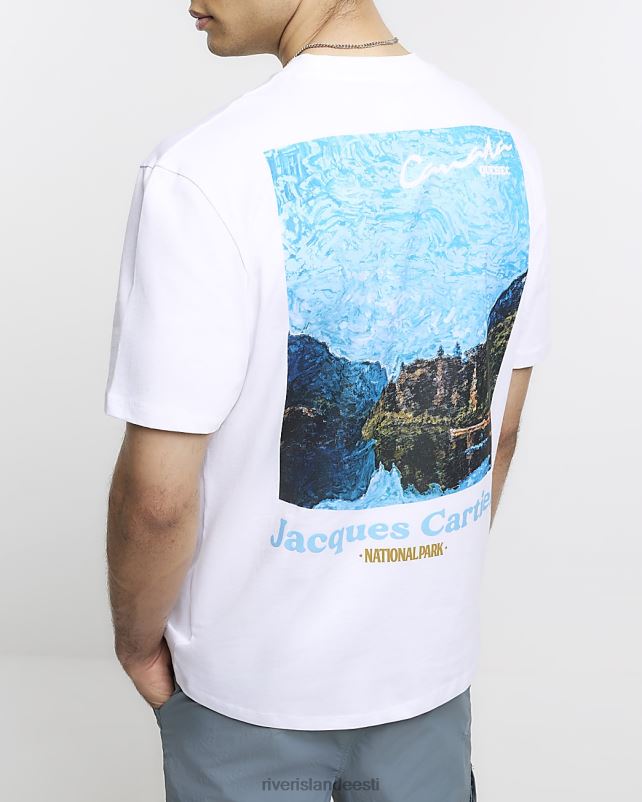 kehakate valge mehed River Island tavalise seljaga graafilise prindiga T-särk 44TLL5668