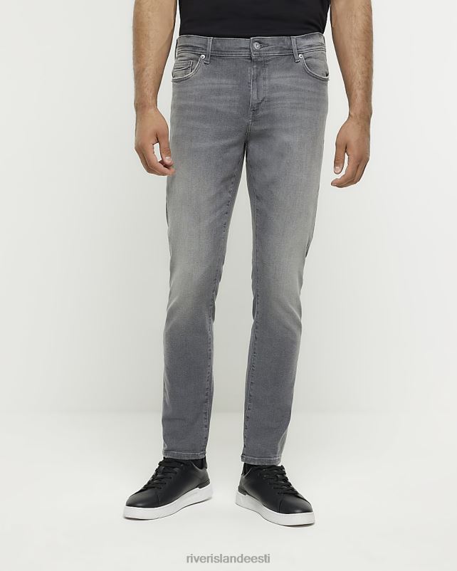 kehakate hall mehed River Island kitsad pleekinud teksad 44TLL5627