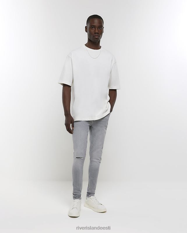 kehakate hall mehed River Island super skinny fit sprei rebenenud teksadele 44TLL2477