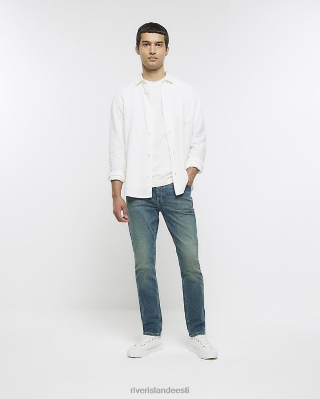 kehakate sinine mehed River Island slim fit pleekinud teksad 44TLL5622