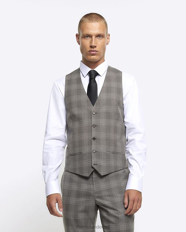 kehakate hall mehed River Island slim fit check vest 44TLL5823