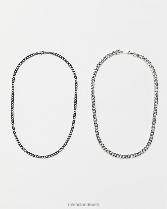 tarvikud hõbedane mehed River Island värviline mitmerealine turske kettkaelakee 44TLL5750