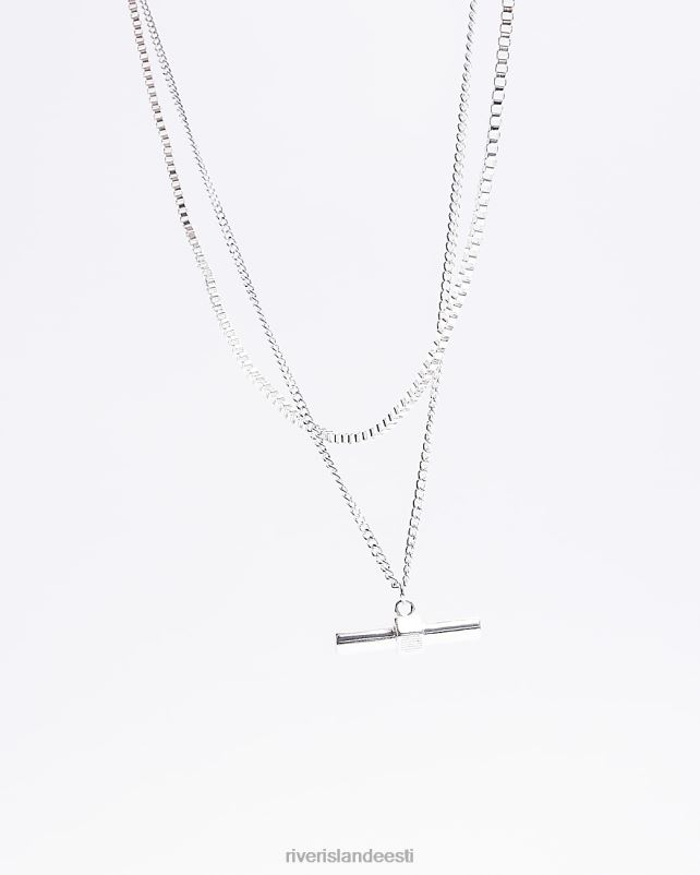 tarvikud hõbedane mehed River Island värviline riba ripats mitmerealine kaelakee 44TLL5731