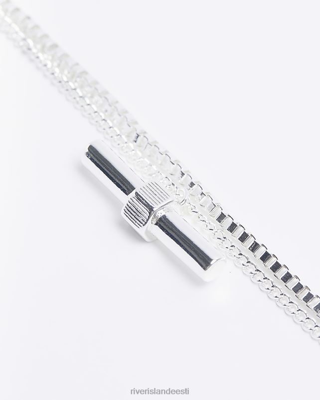 tarvikud hõbedane mehed River Island värviline riba ripats mitmerealine kaelakee 44TLL5731