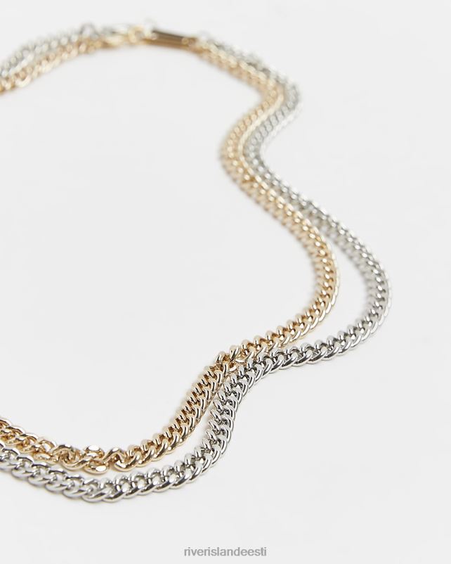 tarvikud kullast mehed River Island värviline 2 ketiga kaelakee komplekt 44TLL5754