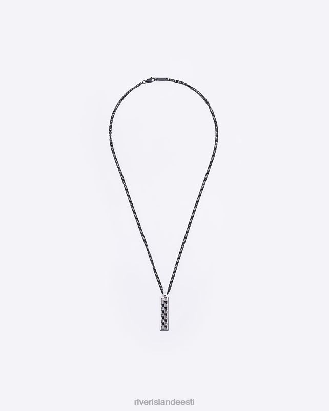 tarvikud must mehed River Island check ripats kaelakee 44TLL5889