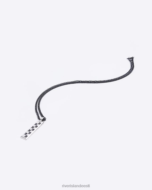 tarvikud must mehed River Island check ripats kaelakee 44TLL5889