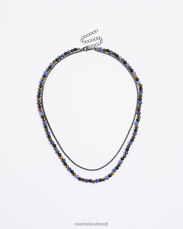 tarvikud sinine mehed River Island helmestega mitmerealine kaelakee 44TLL5545