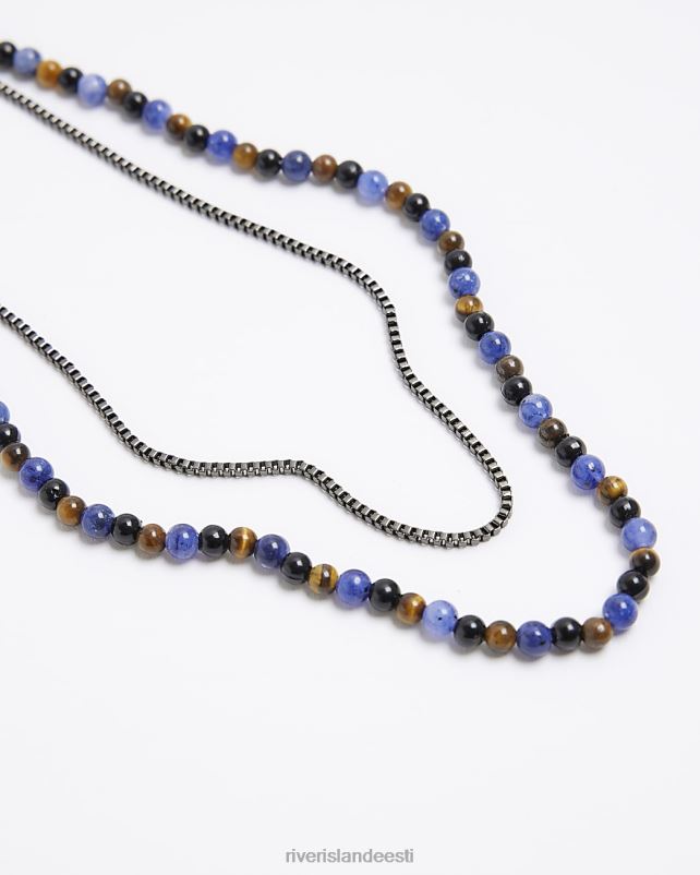 tarvikud sinine mehed River Island helmestega mitmerealine kaelakee 44TLL5545