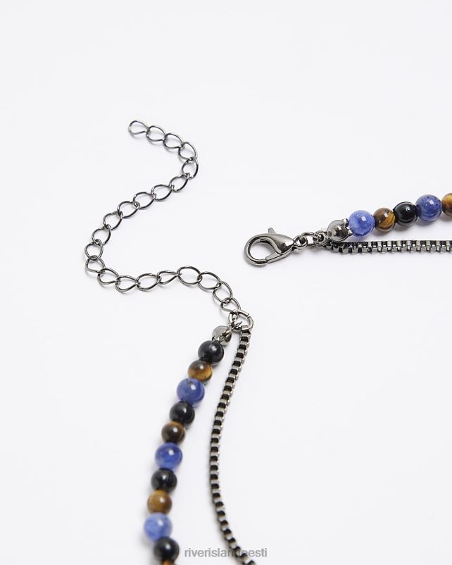 tarvikud sinine mehed River Island helmestega mitmerealine kaelakee 44TLL5545