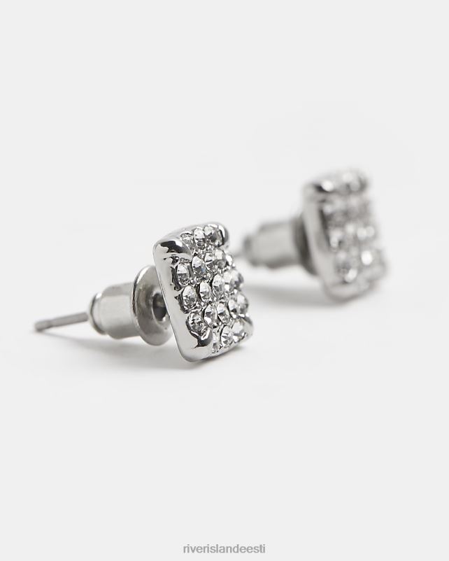 tarvikud hõbedane mehed River Island värvilised ruudukujulised kristallist kõrvarõngad 44TLL5931