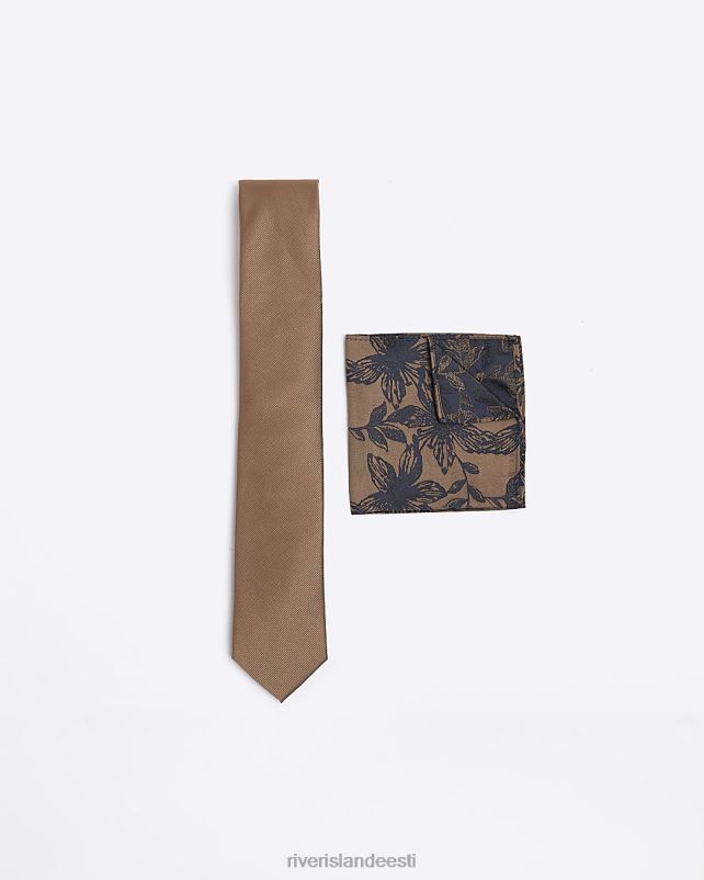 tarvikud beež mehed River Island toimse lipsu ja lillelise taskurätiku komplekt 44TLL2709