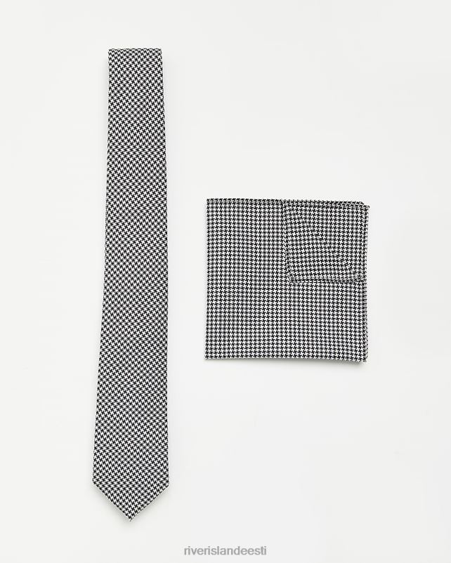 tarvikud must mehed River Island kutsikahamba lips ja tasku ruudu komplekt 44TLL2595