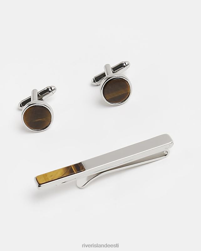 tarvikud pruun mehed River Island kividetailide lipsuklambrite komplekt 44TLL2970