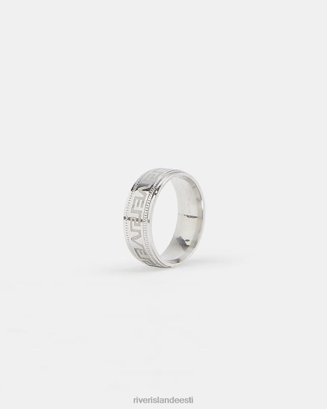 tarvikud hõbedane mehed River Island värvi kreeka graveeringuga sõrmus 44TLL5912
