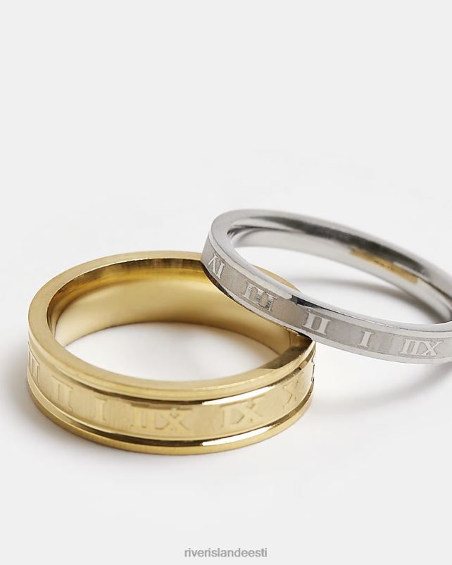 tarvikud kullast mehed River Island roostevabast terasest 2 numbrirõngaga komplekt 44TLL5941