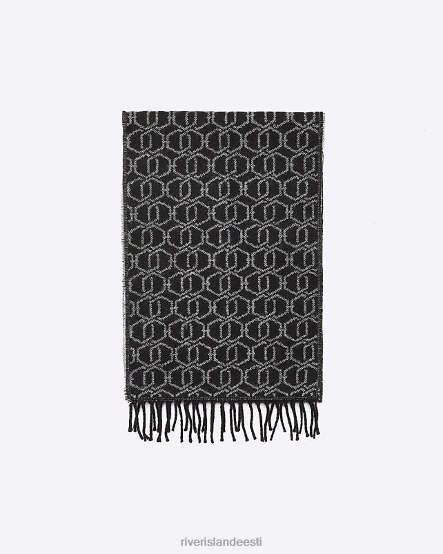 tarvikud must mehed River Island kootud geomeetriline sall 44TLL5645