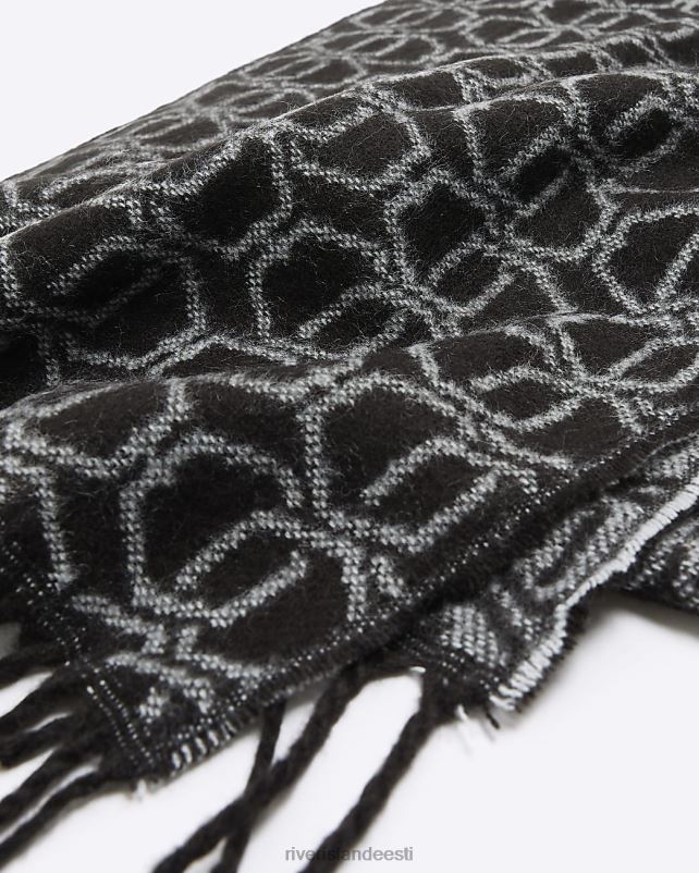 tarvikud must mehed River Island kootud geomeetriline sall 44TLL5645