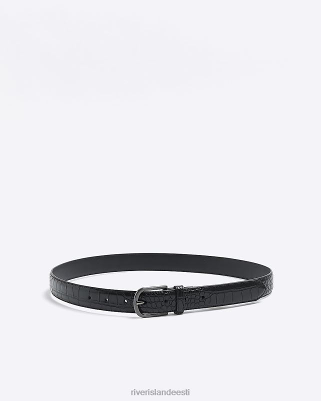 tarvikud must mehed River Island kunstnahast crocc reljeefse pandlaga vöö 44TLL5417