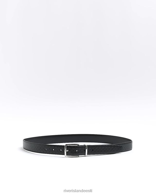 tarvikud must mehed River Island lukuga reljeefne vöö 44TLL5788