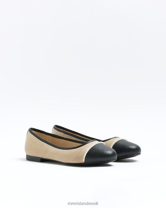 jalatsid beež naised River Island pärlidetailidega balletikingad 44TLL4775