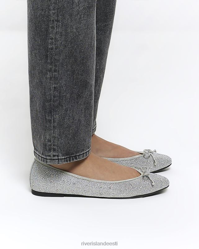 jalatsid hõbedane naised River Island diamante balletikingad 44TLL4151