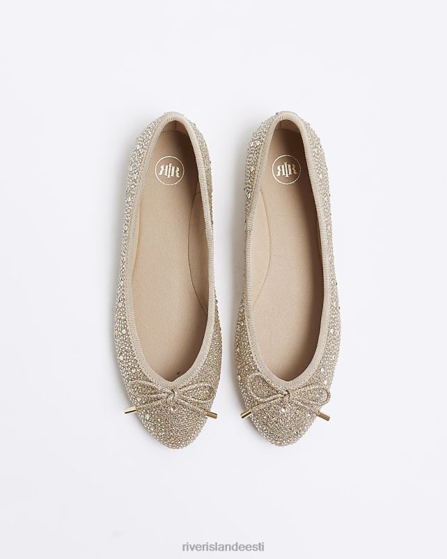 jalatsid kullast naised River Island kaunistatud balletikingad 44TLL4501