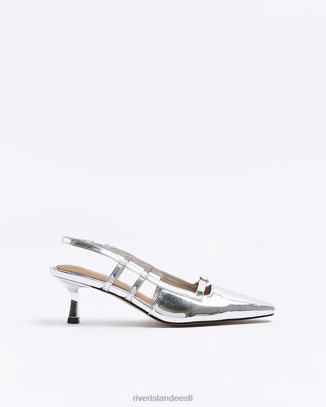 jalatsid hõbedane naised River Island metallist slingback kohtujalatsid 44TLL219